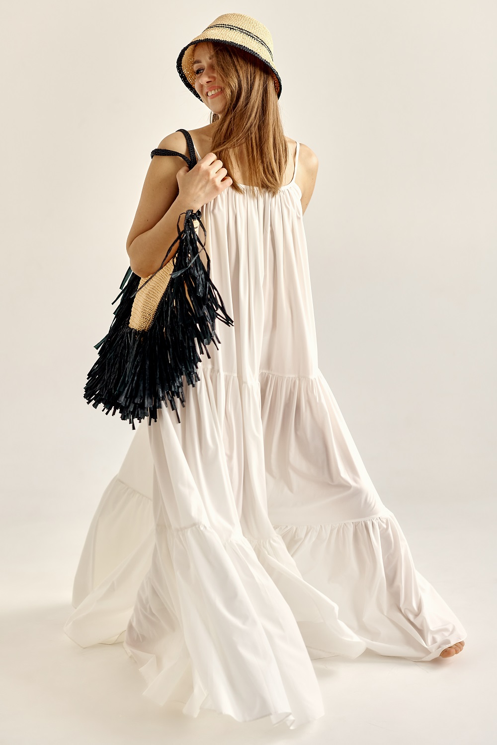 White maxi dress with straps